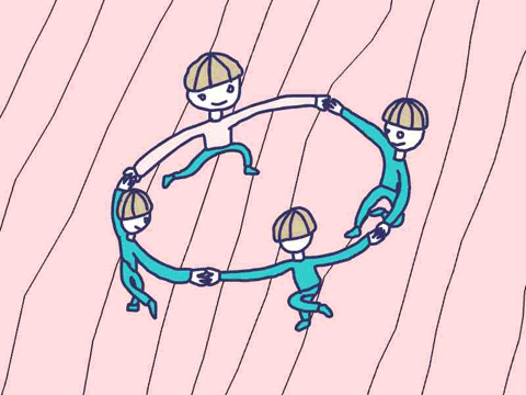 illustration of kids dancing in a circle