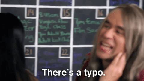 Gif in which character says -there's a typo